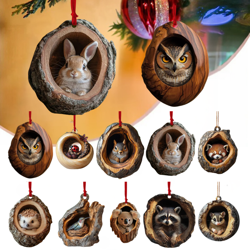 【1 zestaw 10 sztuk】🎄Dekoracja choinkowa ze zwierzętami. małe ozdoby zwierzęce-3886449