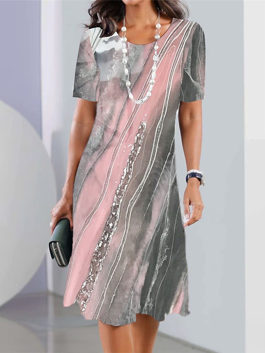 🔥【Kup 1, a 2 dostaniesz gratis】👗【XS-5XL】Nowa seksowna damska sukienka z okrągłym dekoltem i nadrukiem