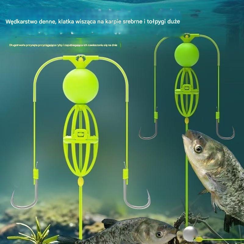 🔥【5/10 szt.】Klatka na przynętę z podwójnym haczykiem, specjalizująca się w łowieniu dużych ryb-3893347