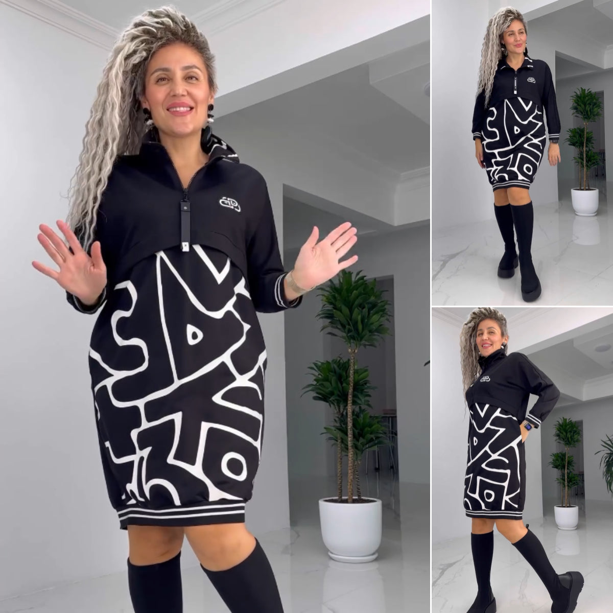 💖【S-5XL】💃 Wygodna sukienka z klapami i zamkiem błyskawicznym