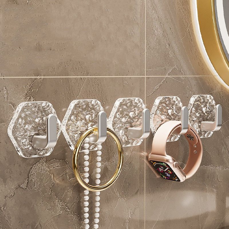 💥🏆【10/20/30 szt.】Sześciokątny wieszak bez wiercenia.💎 Elegancki design z fakturą góry lodowej – łatwe przyklejanie, mocne wsparcie, brak śladów 🛁-3894761