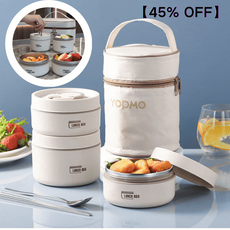 💗 Pudełko na lunch termos ze stali nierdzewnej 304, wielopoziomowe przenośne pudełko na lunch, można umieścić w kuchence mikrofalowej-3881644