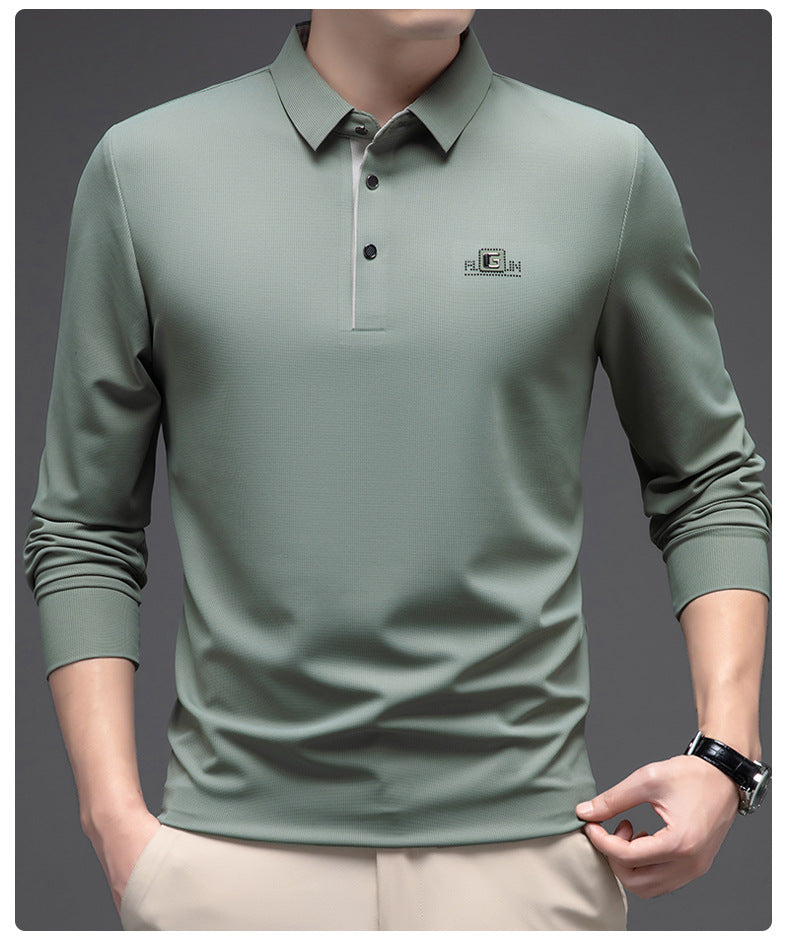 🔥【Kup jeden, drugi dostaniesz gratis】🔥【M-4XL】Męska bezszwowa koszulka polo z długim rękawem