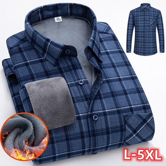 🔥👔【50%OFF！！！】👔【L-5XL】 Ciepła koszula biznesowa z długim rękawem na jesień i zimę-3886426