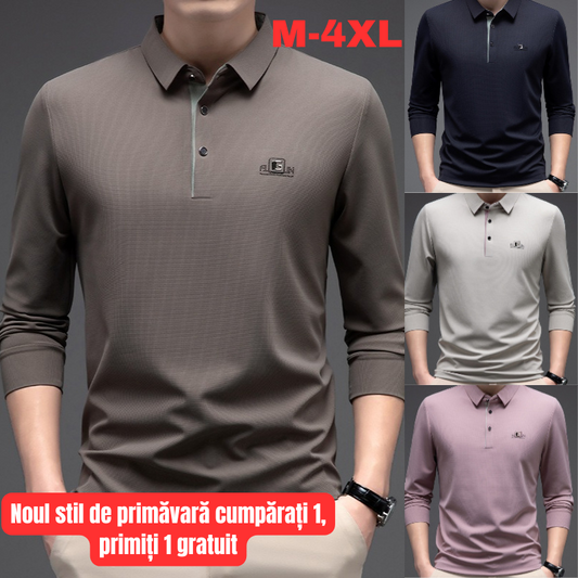 🔥【Kup jeden, drugi dostaniesz gratis】🔥【M-4XL】Męska bezszwowa koszulka polo z długim rękawem