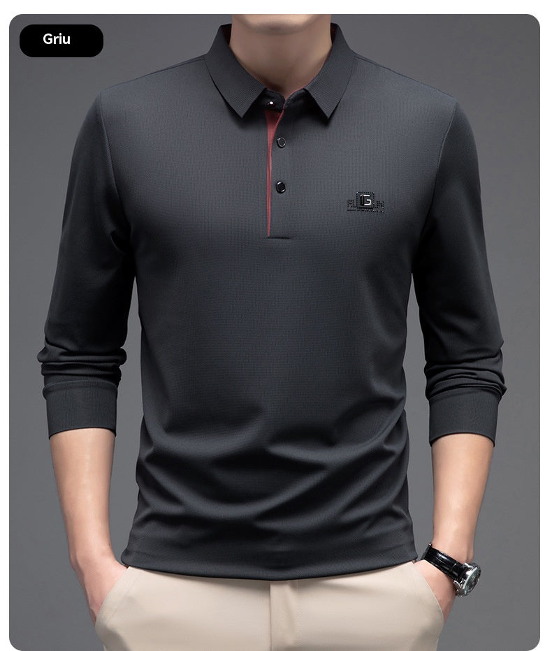 🔥【Kup jeden, drugi dostaniesz gratis】🔥【M-4XL】Męska bezszwowa koszulka polo z długim rękawem