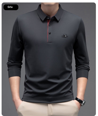 🔥【Kup jeden, drugi dostaniesz gratis】🔥【M-4XL】Męska bezszwowa koszulka polo z długim rękawem