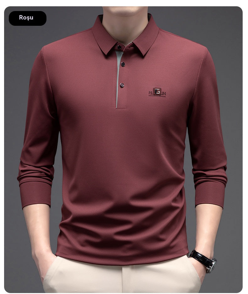 🔥【Kup jeden, drugi dostaniesz gratis】🔥【M-4XL】Męska bezszwowa koszulka polo z długim rękawem