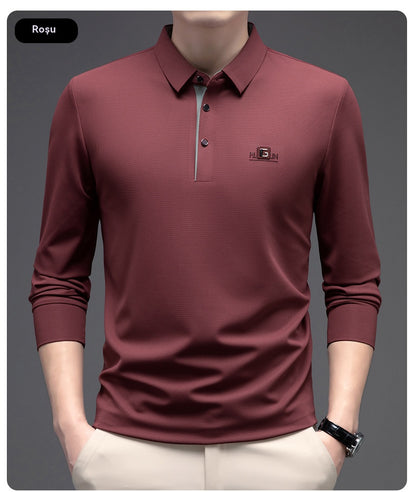 🔥【Kup jeden, drugi dostaniesz gratis】🔥【M-4XL】Męska bezszwowa koszulka polo z długim rękawem