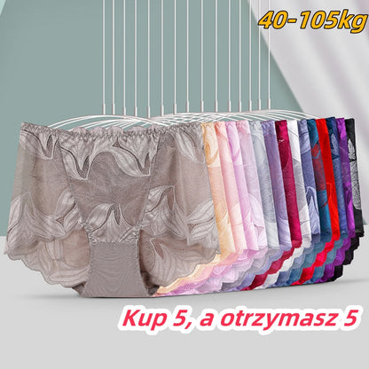 🔥【Kup 5, a otrzymasz 5】💋【40-105kg】 Seksowna, oddychająca damska bielizna ze średnim stanem