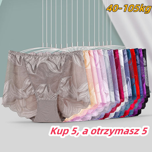 🔥【Kup 5, a otrzymasz 5】💋【40-105kg】 Seksowna, oddychająca damska bielizna ze średnim stanem