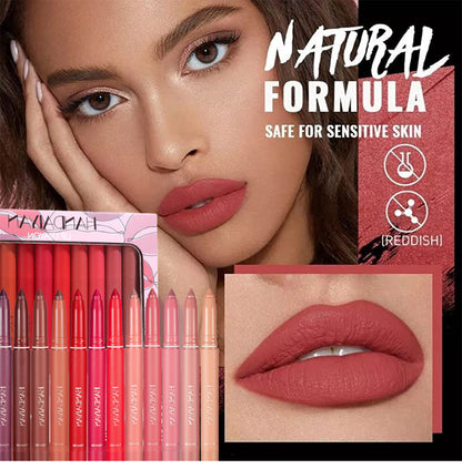 💋💄【1 zestaw 12 kolorów】12  kolory Zestaw nieprzywierających kredek do ust